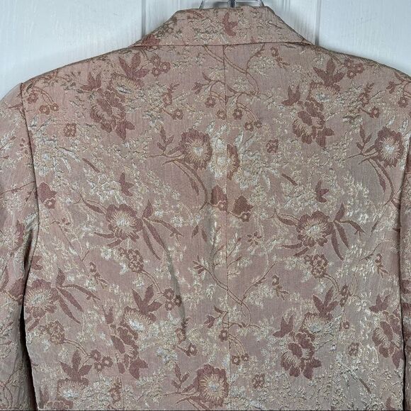 Anthropologie Tape Measure Jacquard Gold Floral Blazer Jacket Sz 8 - Picture 5 of 13